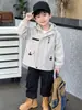 Q073 Cortavientos de Otoño para Niños, Chaqueta con Capucha a Prueba de Viento para Exteriores, Nuevo Abrigo Elegante para Niños de Primavera y Otoño