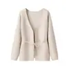 Venta al por mayor transfronteriza Ropa de mujer nueva de otoño e invierno europea y americana Moda clásica Versátil Estilo extranjero Sencillo Cardigan con cordones Chaqueta suéter