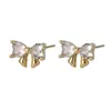 Pendientes de lazo de estilo coreano de plata S925 para mujer, nuevos y modernos, con diseño de nicho, elegantes, ligeros y lujosos, con diamantes.