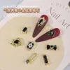 Serie de joyería para uñas con circón negro estilo punk cool transfronteriza, diamantes para uñas, joyería metálica al por mayor