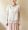 Nuevo top de bordado pesado estilo chino, camisa de manga corta con botón de nudo chino tradicional, nuevo modelo 2026, blusa de verano cómoda para mujer