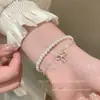 Pulsera de Perlas Mariposa Azul Menta para Mujer, Moderna, de Alta Gama, Joyería de Mano Dulce y Exquisita, Accesorios Pequeños Frescos y Versátiles de Verano