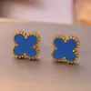 Collar Popular Transfronterizo de Trébol de Cuatro Hojas de Acero de Titanio para Niñas, Lujo Ligero y Versátil Nuevo Conjunto de Cadena Clavicular de Cinco Flores de Doble Cara