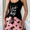 Pantalones de Pijama con Tirantes a Cuadros Transfronterizos Europeos y Americanos para Mujer, Shorts con Tirantes sin Espalda Transpirables para Mujer, Ropa de Casa Casual Linda al por Mayor