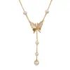 Lujo Ligero Estilo Francés, Collar de Perlas con Borla de Mariposa Suave y Versátil, Único y Elegante, Accesorio de Cadena para Clavícula de Diseño Simple