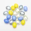 Cuentas de vidrio de color galvanizado de jade de porcelana ovaladas ojo de buey de 9x12 mm transfronterizas accesorios para joyería DIY material para collares y pendientes