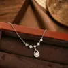 Collar de Lágrimas de Sirena de Plata de Ley S925 para Mujer, Cadena para Clavícula de Lujo Ligero y de Gama Alta, Estilo Francés Viento Suave Colgante de Gota de Agua Venta al por Mayor
