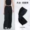 Jeans Feminino de Tencel Preto Wide-leg Verão Fino Loose-fit Cintura Alta Modelador Design de Seda de Gelo Calças com Proteção Solar