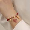 Cristal de Fresa Natural Hebilla Segura Bolsa de Dinero Cuerda Roja Tejida a Mano Cuerda de Mano para Pareja Pulsera ins para Novia
