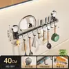 [Liquidación] Estante de Cocina con Ventosa Portacuchillos Barra Colgante de Almacenamiento Gancho para Tapa de Olla y Espátula Montado en Pared Sin Taladro