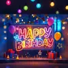 Amazon Transfronterizo Tela de Fondo de Cumpleaños Pareja Decoración de Fiesta Bandera de Dibujos Animados Arreglo de Celebración de Cumpleaños para Niños Tela Colgante de Pancarta