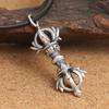 Colgante grande de mortero de diamante de plata de ley S925 al por mayor, plata tailandesa retro, instrumento musical Xizang, piercing grande