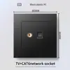 Hong Kong y Macao Enchufe USB Británico 13A con Enchufe de Carga Rápida Tipo-C Interruptor de Luz Estándar Británico Panel de Plástico Negro