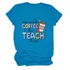 Amazon Ebay Moda Independente Versátil Feminina Primeira Eu Bebo o Café Camiseta de Gola Redonda Manga Curta