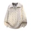 Polo de punto grueso estilo japonés, invierno para hombre, corte holgado, suave y cálido, con cuello camisero, suéter casual