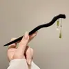 Nueva Horquilla de Lujo Estilo Chino Imitación Ébano con Borlas de Estilo Antiguo para Mujer, Adecuada para Cabello Grueso