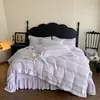 Juego de ropa de cama de cuatro piezas estilo lujo con pelo de conejo y terciopelo de leche, con un diseño de alta gama, engrosado para abrigar y adecuado para uso invernal