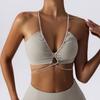 Top Transfronterizo de Cuello en V Profundo, Sujetador de Yoga Sexy de Tirantes Finos, Hermoso Conjunto de Espalda, Pantalones Acampanados de Cintura Alta para Mujer con Control de Abdomen y Levantamiento de Glúteos, Secado Rápido