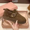 Sapatos Birkenstock Originais de Couro com Solado Grosso, Sapatos de Inverno com Pelúcia Grossa e Quente de Lã de Cordeiro, Sapatos Slip-on de Algodão, Botas de Neve Femininas
