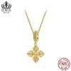 Evelle diseño original colgante de mortero de diamante de cuatro hojas plata esterlina s925 galvanizada cuentas diy al por mayor cuentas de la suerte