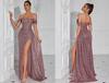 Popular Europeo y Americano Transfronterizo Top de Tubo de Lentejuelas Vestido Sexy Banquete Abertura Largo Ajustado Modelo Vestido de Noche