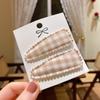 Accesorios para el cabello para niños estilo ins, pinza BB de encaje de color sólido, horquilla rota para bebé, flequillo lateral a cuadros bordado, conjunto de dos piezas