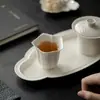Taza Maestra Pequeña con Borde Floral Estilo Dinastías Tang y Song, Taza Individual Cerámica para Uso Doméstico, Taza de Degustación con Forma de Flor, Taza de Té Grande