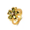 Nuevo Anillo de Diamante con Disco de Flor de Cinco Pétalos Multicolor, Mismo Estilo que la Celebridad de Internet, Lujo Ligero Transfronterizo, Gama Alta, Exquisito, Moderno, para el Día a Día y Versátil