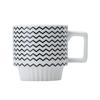 Taza Estilo Hepburn Línea Negra Geométrica Punto de Ola Taza para Café Leche Cerámica Simple Nórdica Taza Apilable Alta Gama