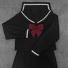 Conjunto Básico Negro de Dos Piezas Auténtico Estilo Japonés Uniforme de Marinero con Cuerpo Negro y Ribete Blanco, Estilo Universitario Dulce Chica JK Uniforme