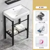 Lavatório/Bacia de banho cerâmico de piso para apartamento pequeno com suporte de aço inoxidável, adequado para varandas externas.