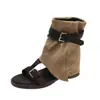 Sandálias Romanas Retrô para Mulheres 2026 Primavera/Verão Novas Botas Curtas Design de Nicho Botas Western Estilo Férias Sandálias Estilo Calça para Mulheres