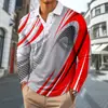 Camisa polo masculina casual com estampa, manga longa, importada, digital, cor bloco Amazon, moda masculina