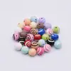 Grânulos de Padrão Colorido Duplo com Gotejamento de Óleo de Liga Taoshi 8mm Redondos Coloridos Acessórios para Joias DIY Produção e Atacado