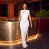 Moda transfronteriza estilo europeo falda plisada para mujer con abertura elegante para banquetes ajustada a la cadera vestido de color liso de manga corta ajustado