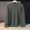 Suéter de cachemira estilo bebé para hombre, cuello alto medio, color liso, tejido grueso, casual y apto para negocios, capa base suave y cómoda
