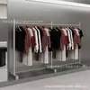 Estante para Tienda de Ropa Exhibidor de Tubo Cuadrado Negro de Pie Perchero para Ropa Doble Capa Acero Inoxidable Almacenamiento de Ropa