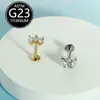Brincos e Piercings Labiais F136 de Titânio com Três Pedras, Diamantes Marquise Cravejados, Zircônia Super Brilhante, Fabricante Transfronteiriço, Joias para Body Piercing Totalmente em Titânio