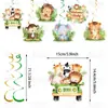 Tema de Animales de la Selva Baby Shower Banner de Banderines 'Oh Baby' Colgante Espiral Tarjeta Colgante Suministros Set de Decoración
