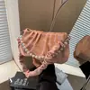 Bolso de Perlas para Mujer 2024 Verano Nueva Moda Bolso Nube Fruncido Estilo Coreano Nicho de Alta Gama Bolso de Hombro