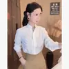 Camisa elegante de manga comprida feita sob medida para mulheres, novo estilo outono, versátil, modeladora, rejuvenescedora, moderna, com gola alta