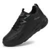 Outono e Inverno Venda Quente Transfronteiriça Sapatos Casuais de Couro Masculinos Leves Amortecedores Sapatos Esportivos Temu Preto Solado Macio Sapatos de Corrida Comércio Exterior