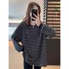 Faltando Roupas Inferiores De Comprimento Médio Fleece Listrado Base Camisa Feminina Outono e Inverno Design Sense Manga Longa T-shirt Feminina Top Sweater Moda