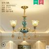 Candelabro para edificio dúplex Sala de estar de villa Lámpara de cristal de tres capas Lámpara larga de cerámica para escalera de vestíbulo de edificio medio de estilo europeo