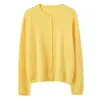 Cardigã de malha clássico com botões, gola redonda, sem costura, cor sólida, mangas compridas, 100% cashmere, para mulheres, outono e inverno