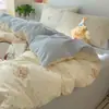 Juego de ropa de cama de Clase A de cuatro piezas, algodón puro, nuevo modelo 2026, funda de edredón individual de gasa de doble capa, sábana bajera, juego de tres piezas para dormitorio de estudiante 4