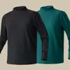 280g Terciopelo AlemánOtoño/Invierno Doble Cara Cepillado Terciopelo Cuello Alto Manga Larga para Hombre Caliente Capa Base Ropa de Otoño Camiseta Interior