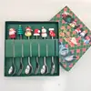 Juego de Cubiertos de Acero Inoxidable Cuchara y Tenedor Navideños Transfronterizos Papá Noel Árbol Cuchara de Postre Dibujos Animados Creativo Set de Regalo Navideño
