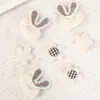 Patches de Tecido Doces Estilo Coreano Série de Cores Quentes Simples Acessórios de Coelho Flor Acessórios para Prendedores de Cabelo Acessórios para Cabeça Tecido Autoadesivo