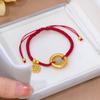 Pulsera de Jade Hetian Natural con Hebilla Ping An Marca Fu Este Año de Vida Combinable Estilo Femenino Joyería de Mano Cuerda Hecha a Mano
